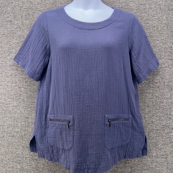 Soft Surroundings Womens Tunic Top Size L Gauze Cotton Pockets Casual Minimalist - Picture 1 of 13